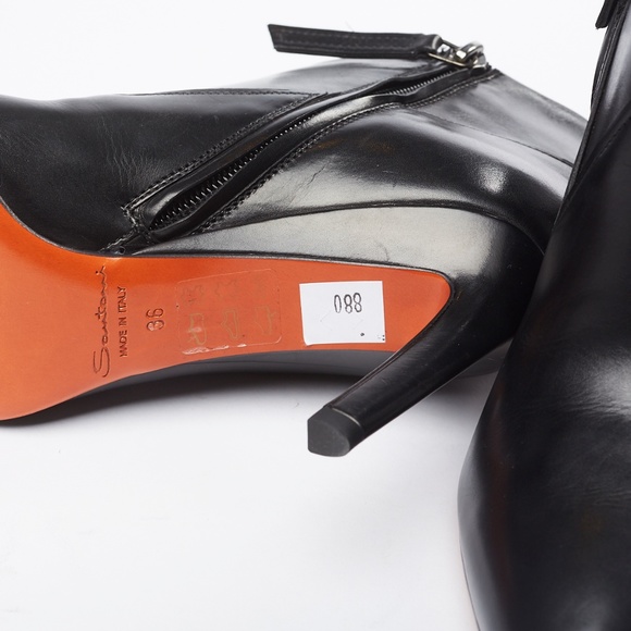 🆕NWT Santoni Black Leather High Heel Dress Boot - Picture 7 of 9